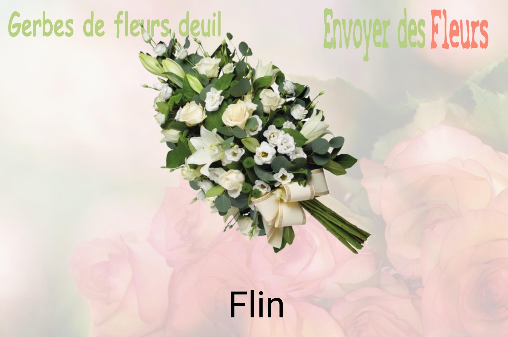 Gerbe de fleurs de deuil livrée à Flin